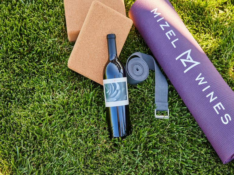 Mizel Estate Wines Yoga Equipment and Wine