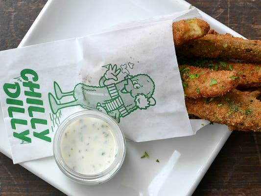 Fried pickles at The Fat Dog | Photo by Joshua Lurie