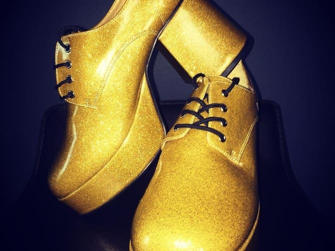 Gold platform shoes at Iguana Vintage Clothing Hollywood