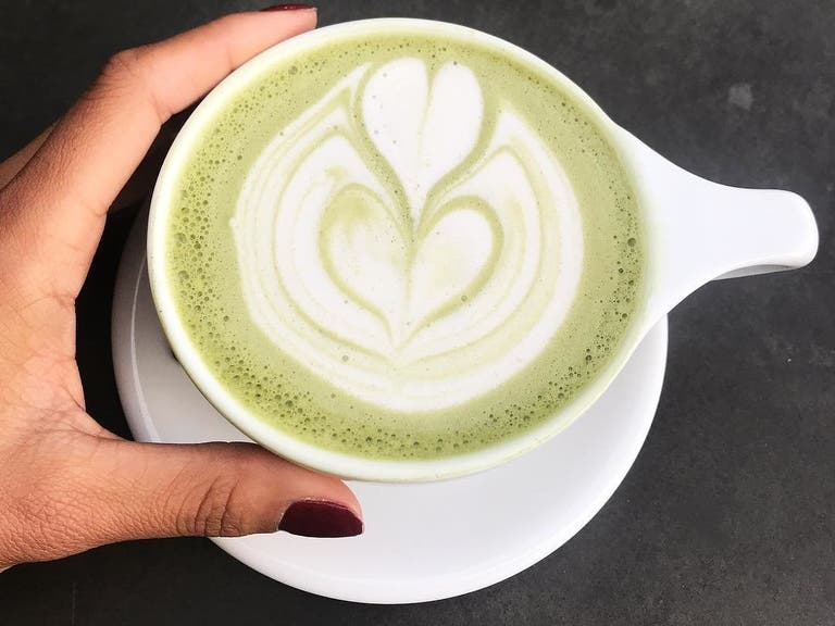 Agave matcha latte at Tiago Coffee Bar & Kitchen | Instagram by @treatswithtati