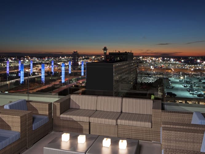 Rooftop deck at H Hotel Los Angeles, Curio Collection by Hilton