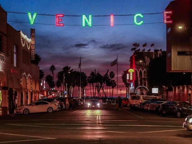 Venice Sign holiday lights