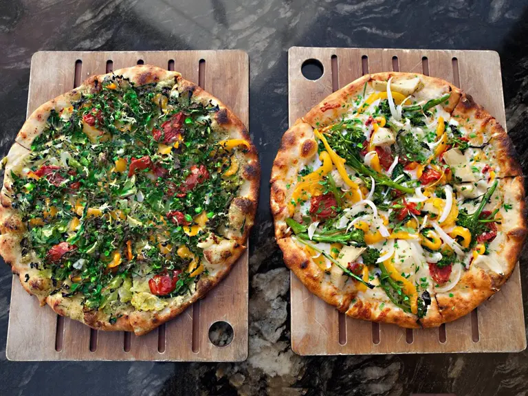 Vegan pizzas at The Luggage Room