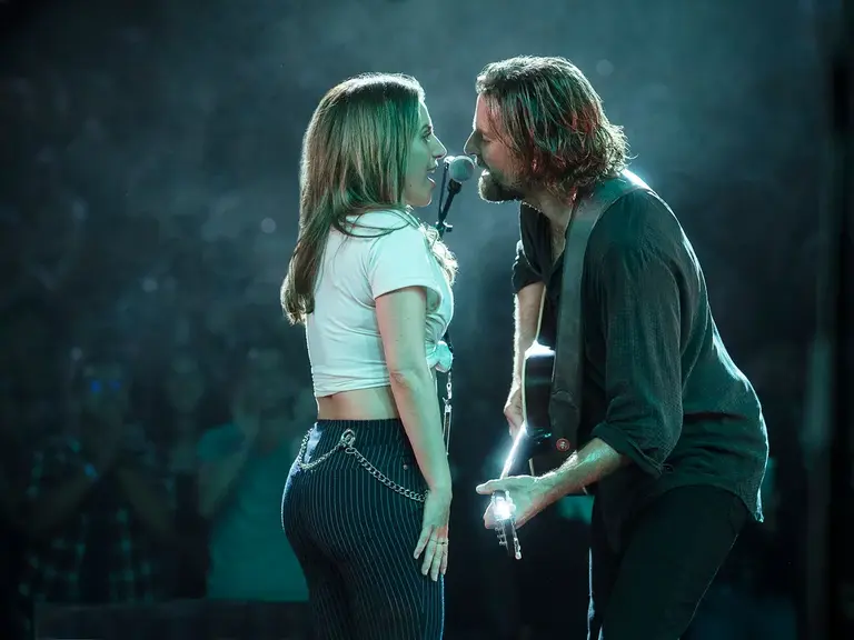 Lady Gaga and Bradley Cooper perform "Shallow" in "A Star Is Born"