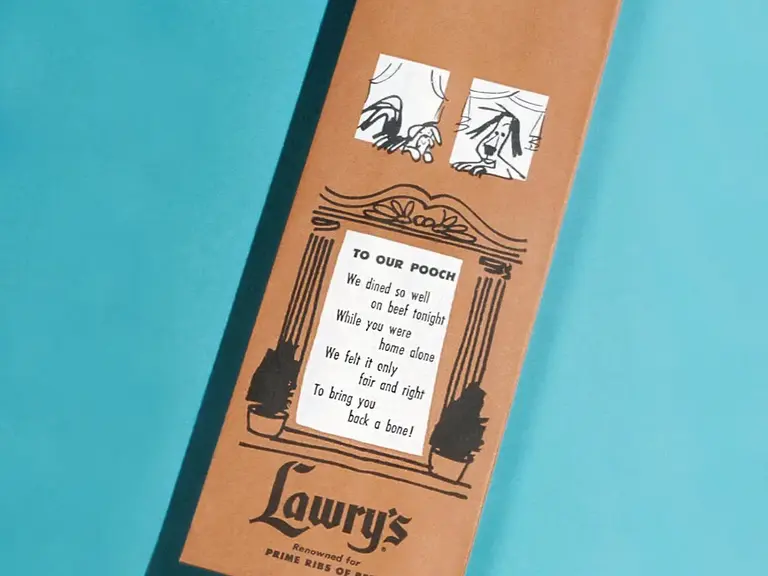 Lawry's The Prime Rib Beverly Hills 1960s Doggie Bag