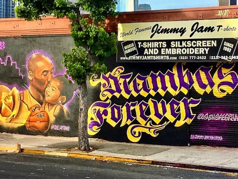 "Mambas Forever" Kobe and Gianna Bryant mural in the LA Fashion District