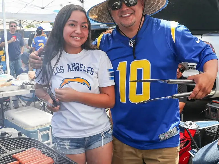 Los Angeles Chargers fans tailgating at SoFi Stadium