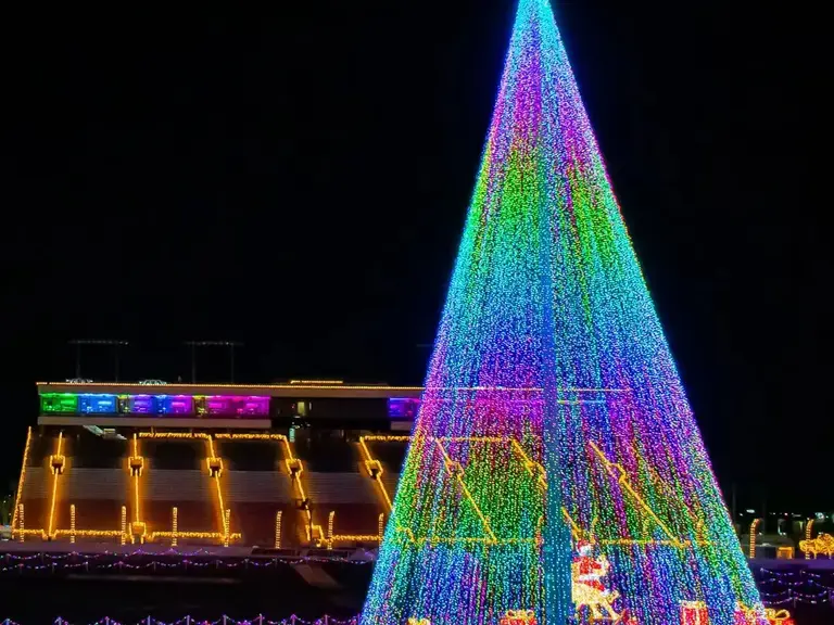 Christmas Light Tree at Santa's Speedway in Irwindale