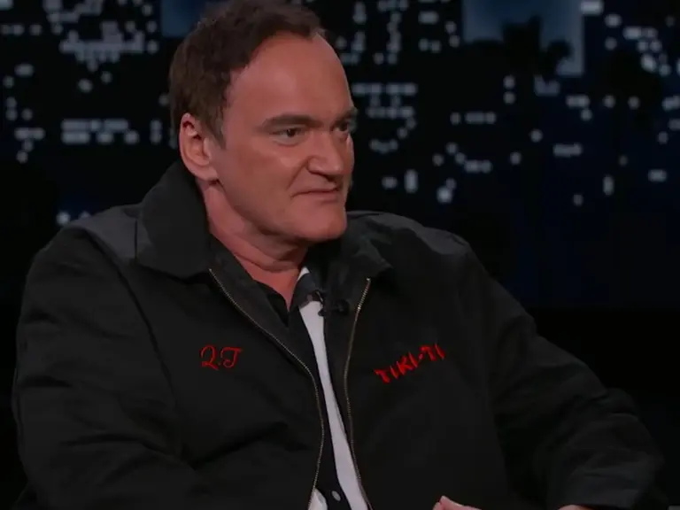 Quentin Tarantino in a Tiki-Ti jacket on "Jimmy Kimmel Live!"