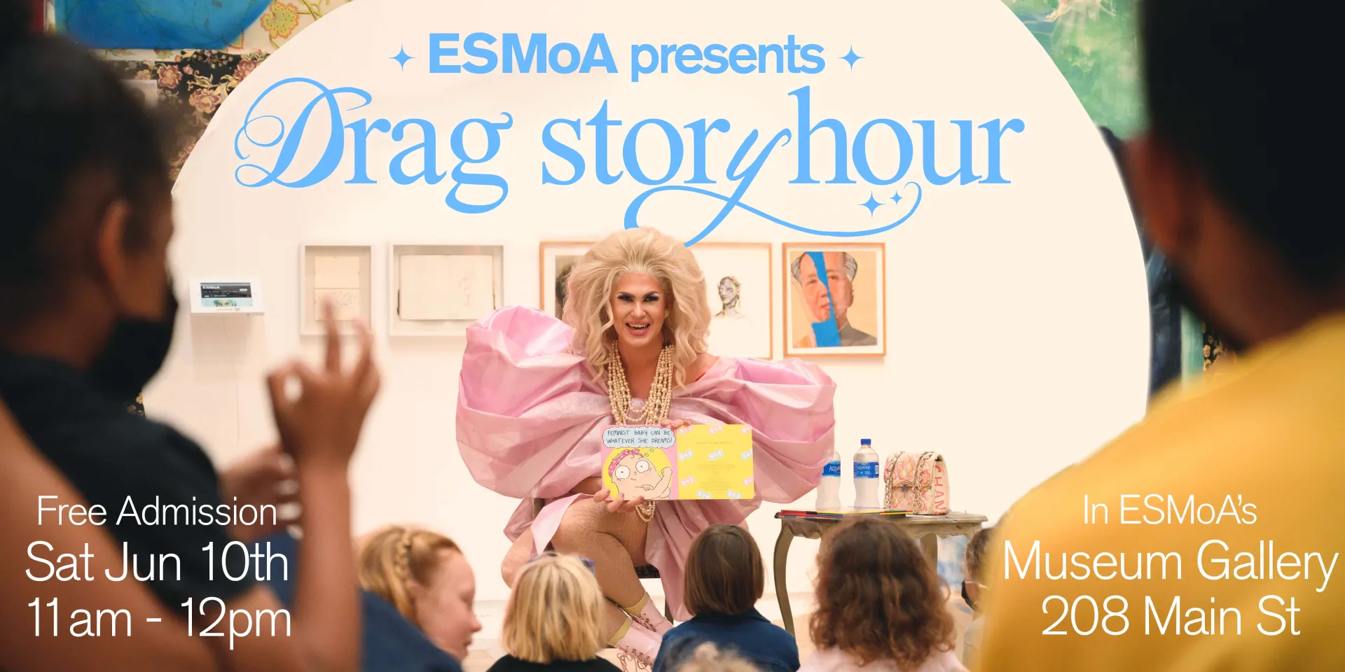 Drag Queen reading to Kids in a Museum 