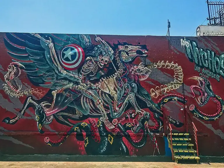 "Captain Hercules Fighting Hydra" by Nychos at The Container Yard | Instagram by @monkeysee_bk