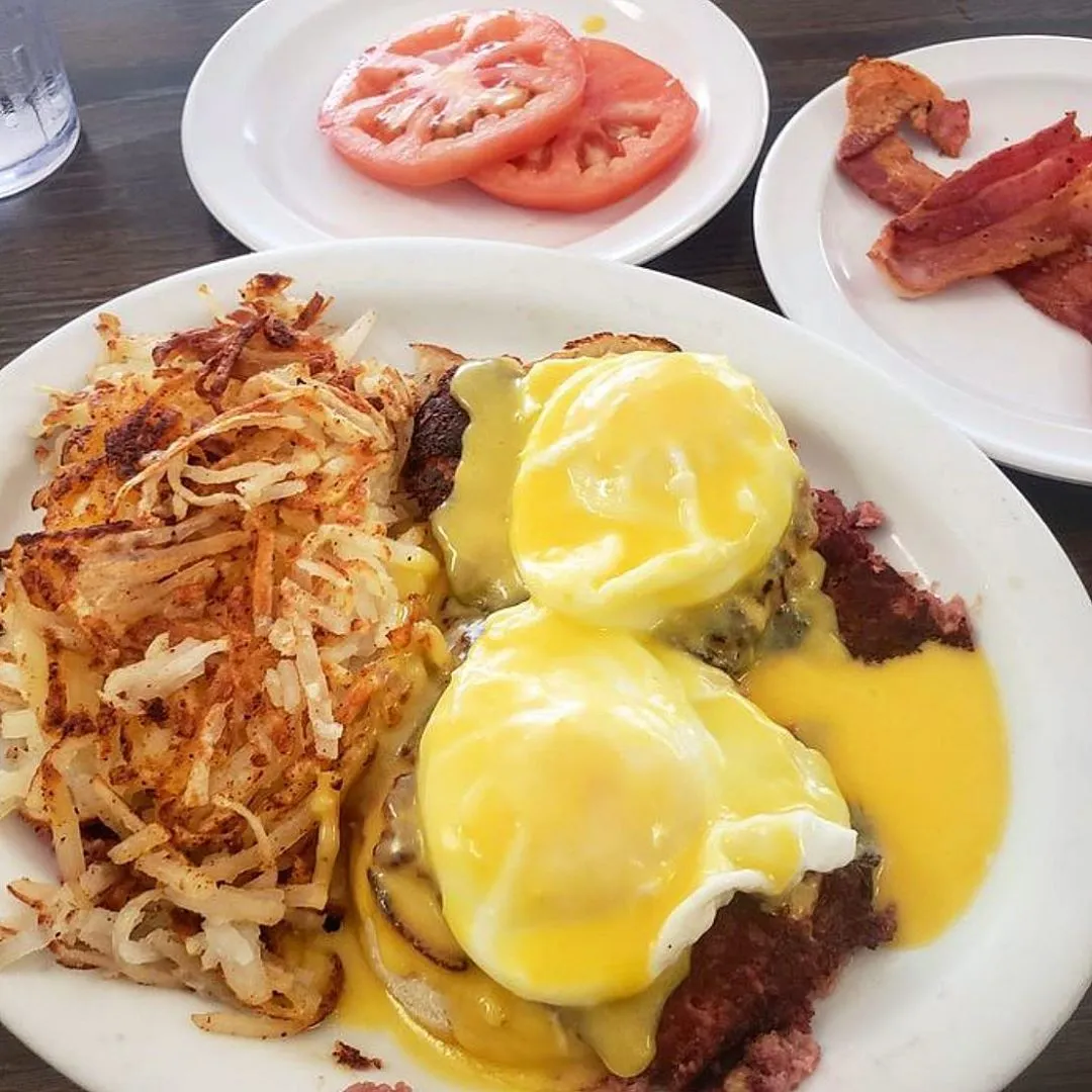 Corned Beef Hash Benedict at Nat's Early Bite in Sherman Oaks