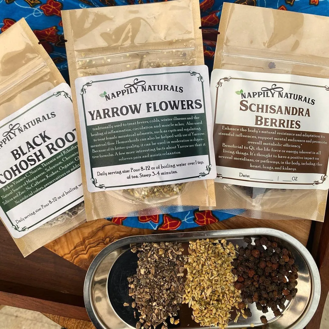 Herbs and teas at Nappily Naturals in Leimert Park