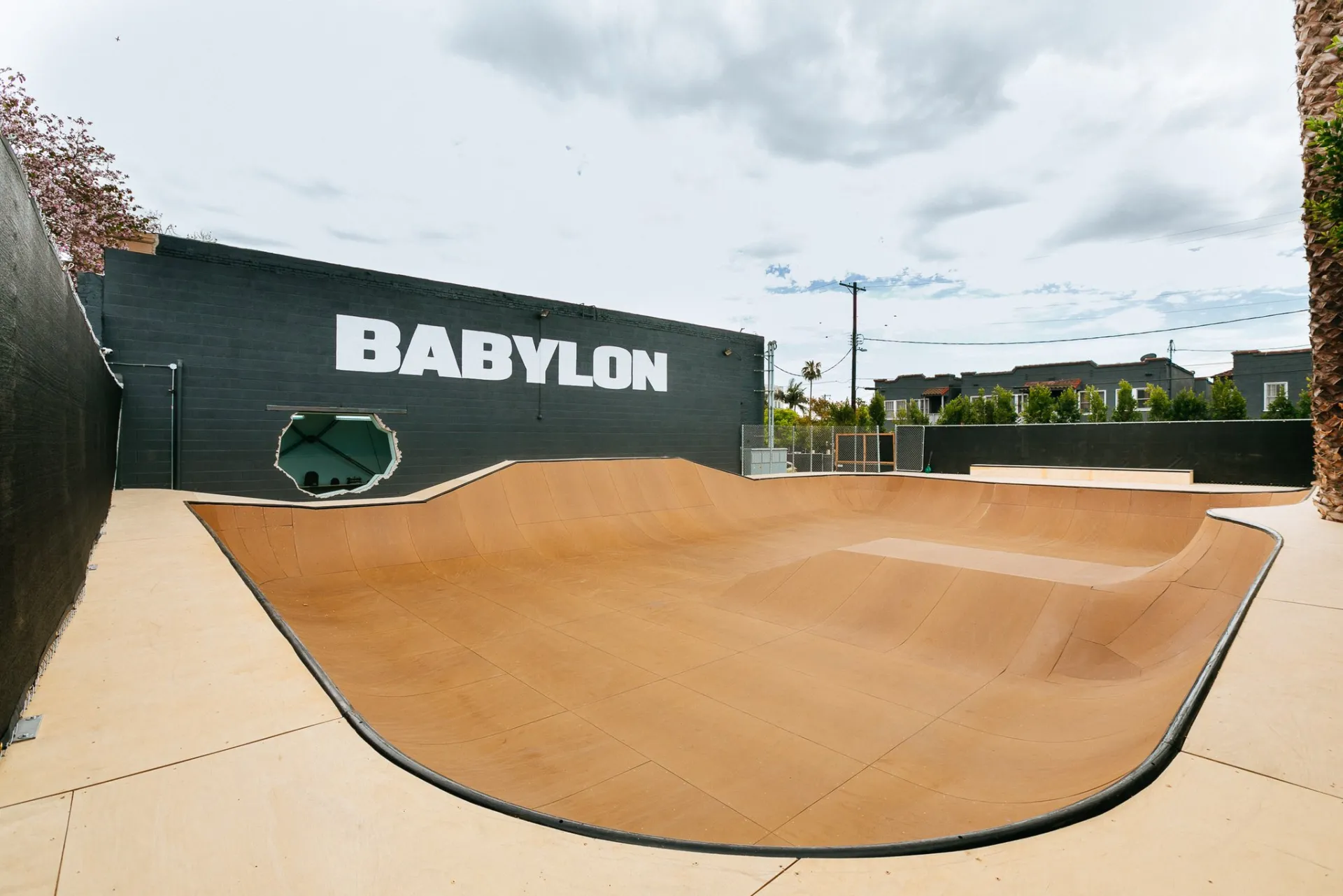 Skate bowl at Babylon LA in West Adams
