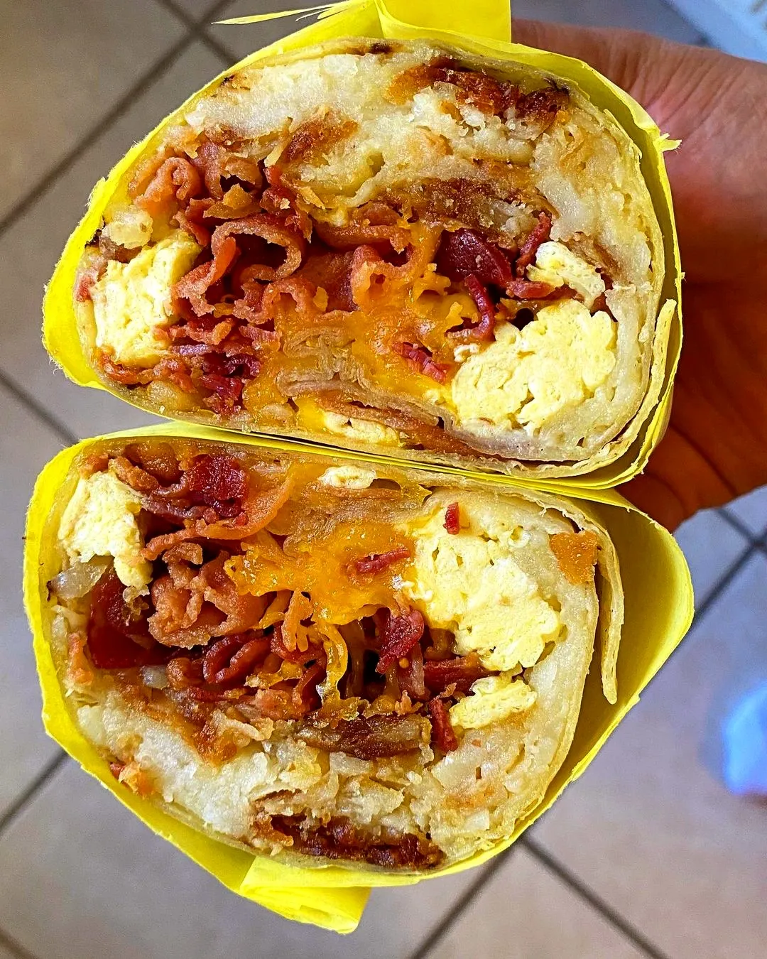 Bacon Breakfast Burrito at Lucky Boy in Pasadena