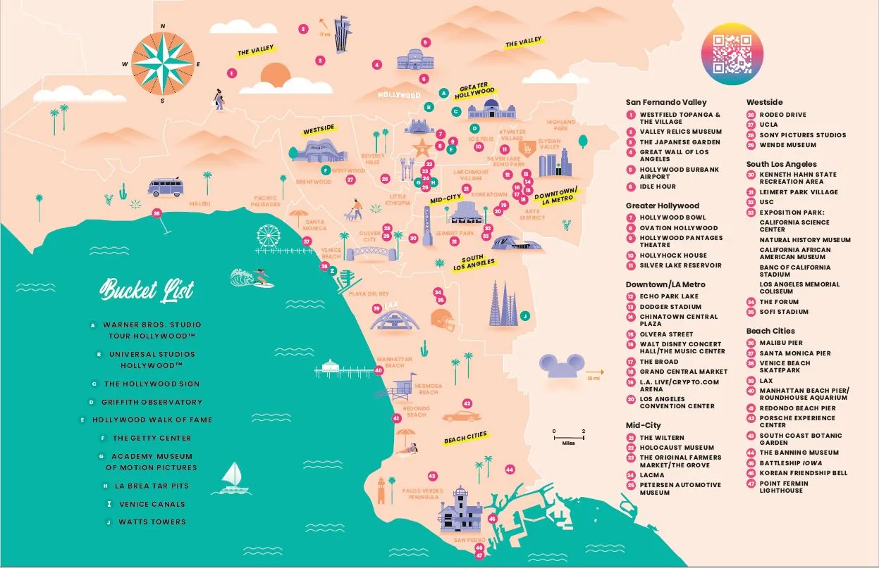 Map of the LA region with points of interest