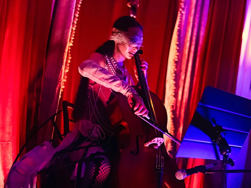 Cello player at House of Spirits: Vaughan Hall