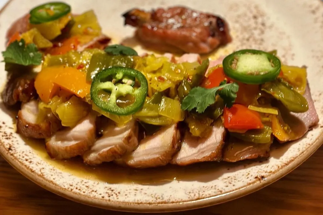 Wood-Grilled Pork Chop with Southern Chow Chow at Alta Adams