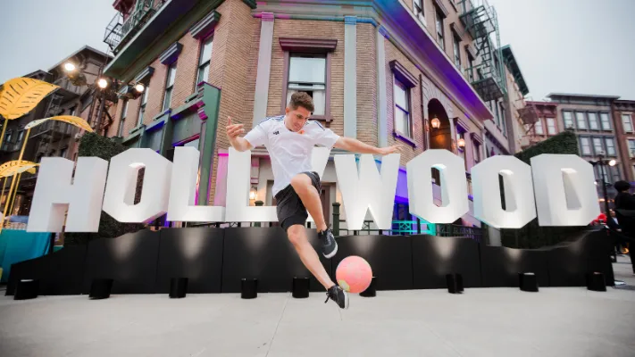 Soccer with Hollywood Sign
