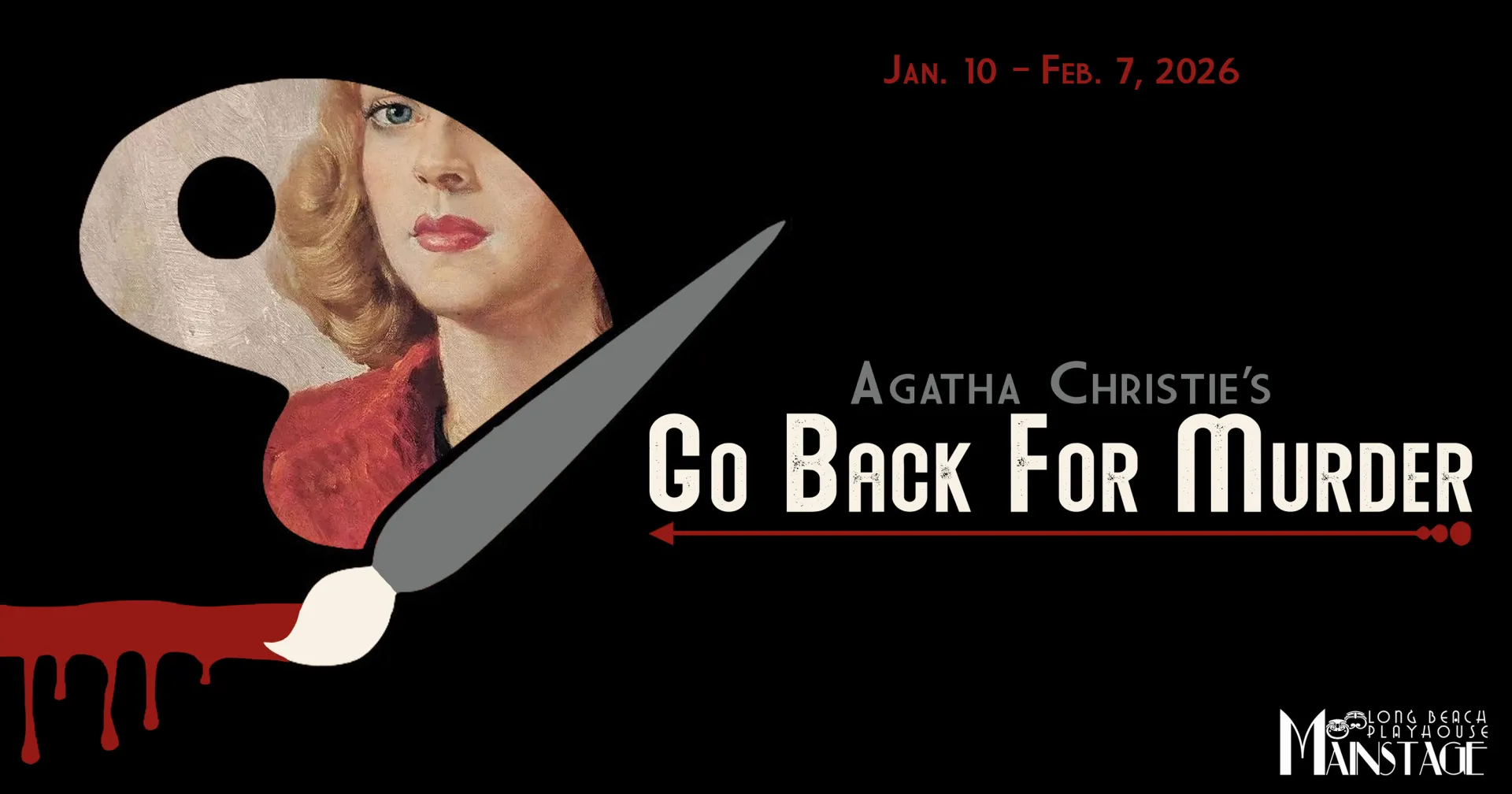 graphic for Go Back for Murder with a young woman's picture on an easel