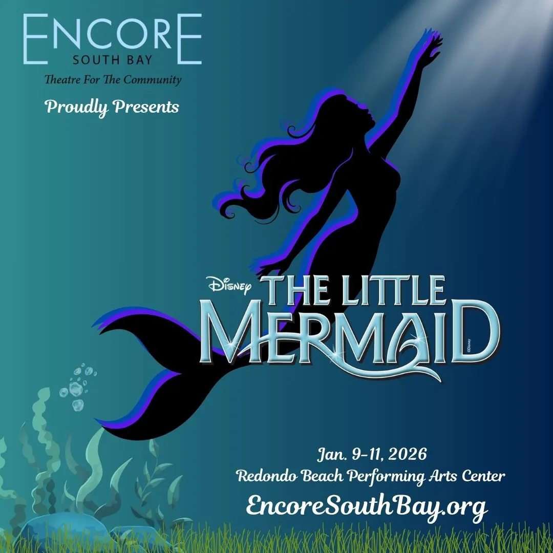 Encore's The Little Mermaid, image of mermaid reaching toward the surface of the water.