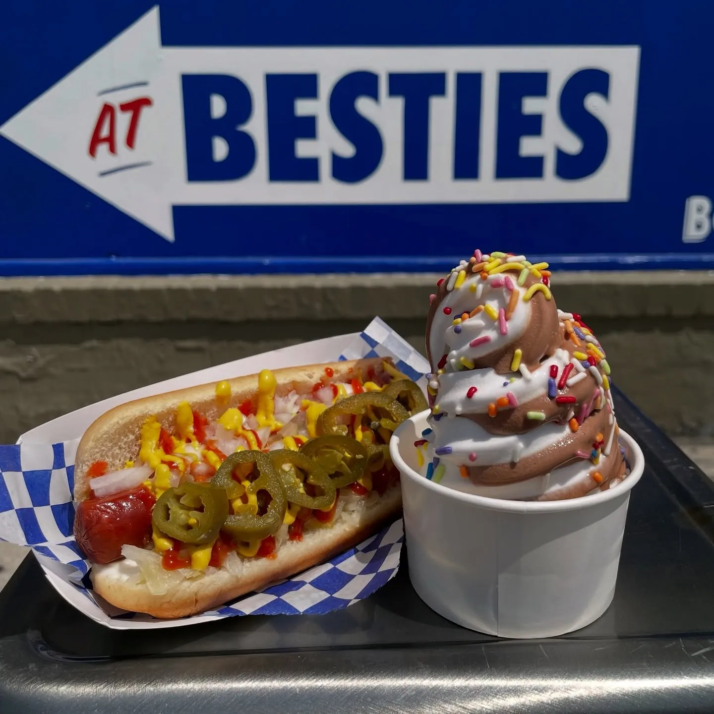 Vrank and soft serve at Besties Vegan Paradise