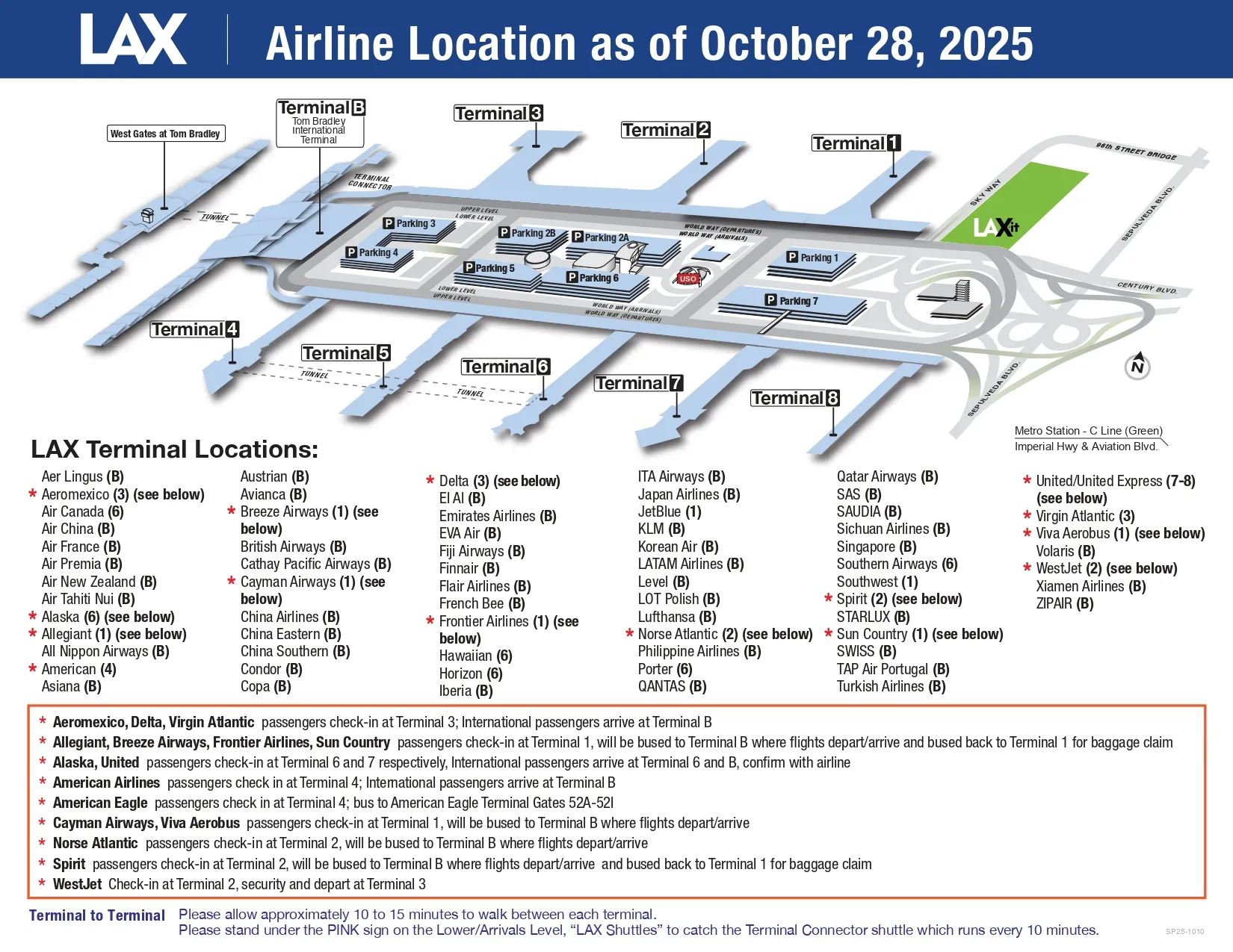 Airline Location as of October 28, 2025