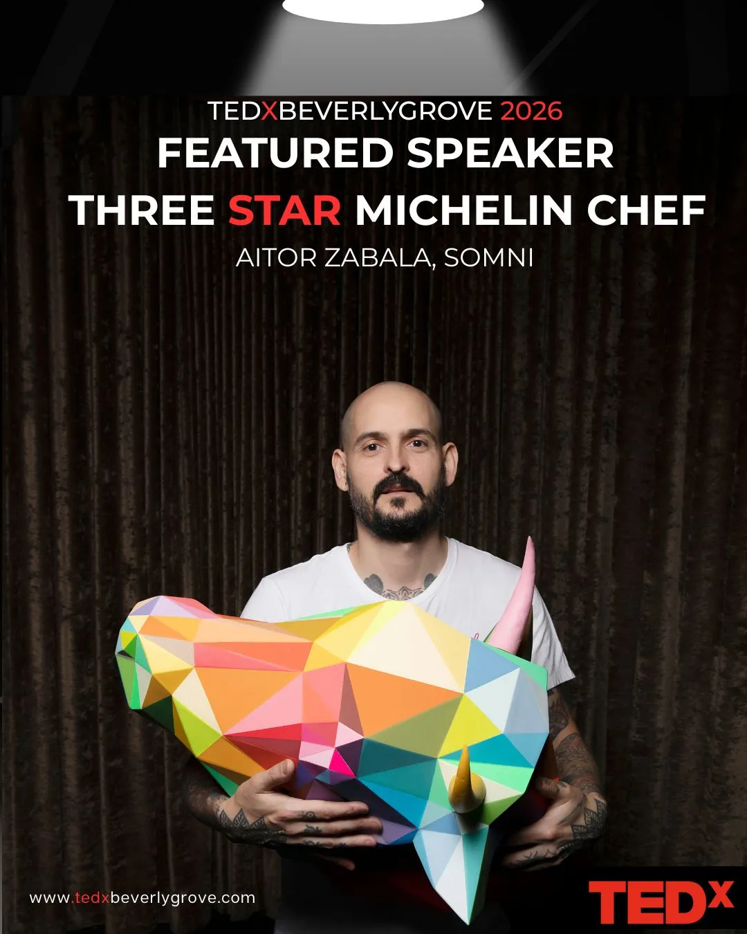 The three-Michelin-starred Somni mastermind will feature in a day of talks exploring a theme of "Reimagining the Possible."