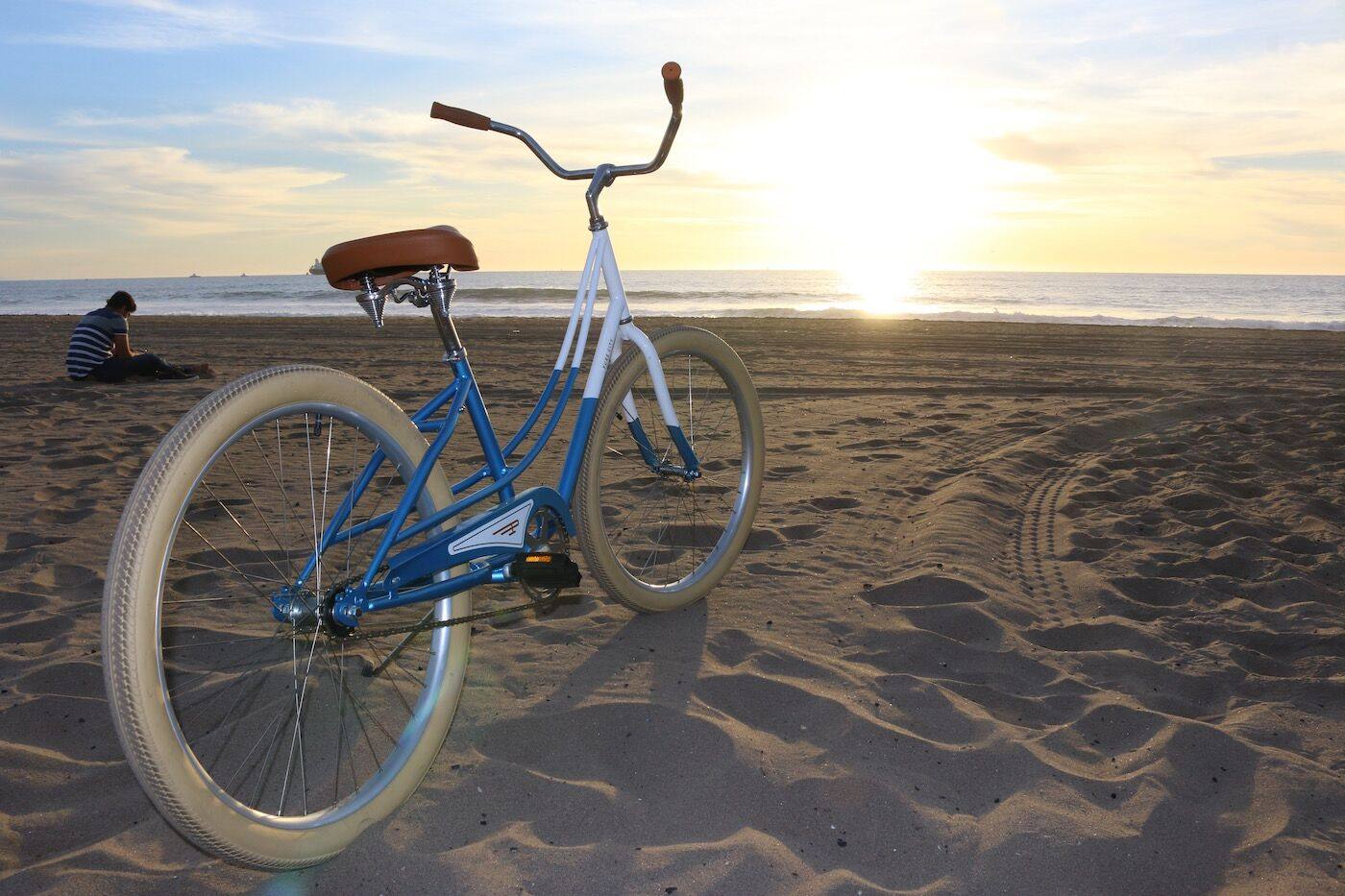 bike riding on the beach