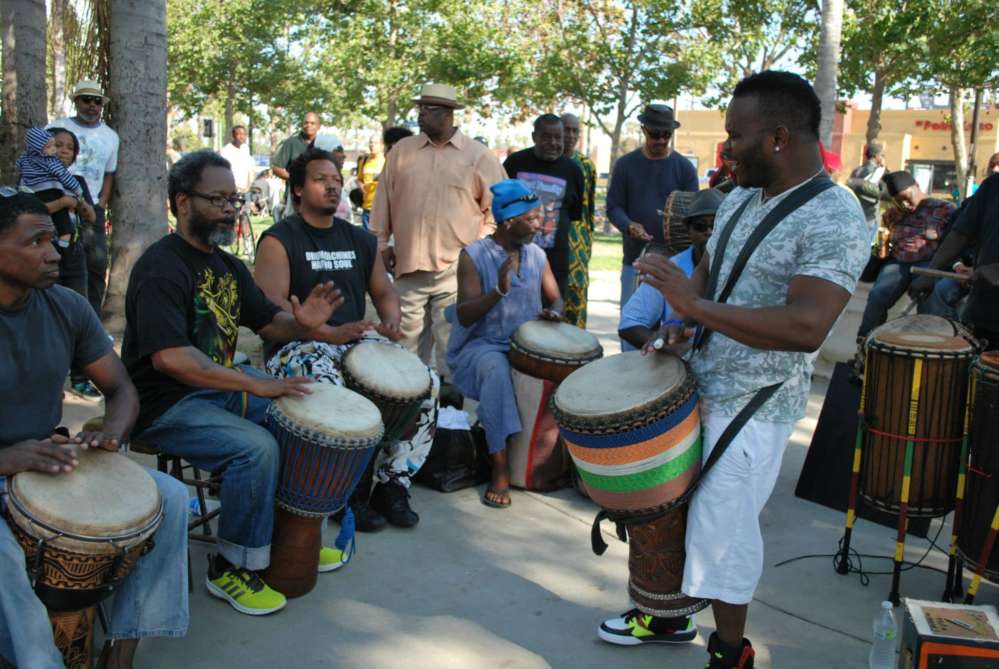 The famous drum circle at Leimert Plaza Park