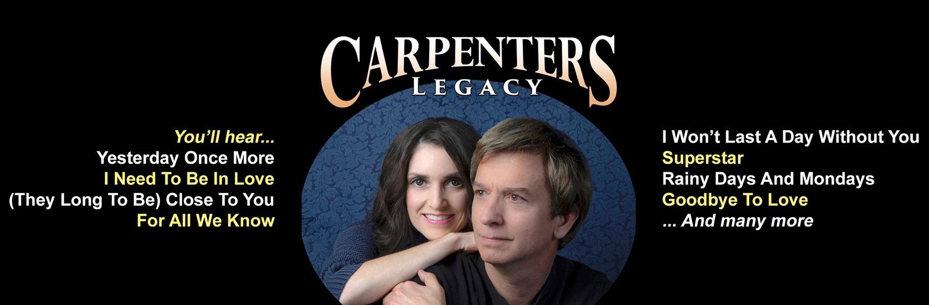 Image of singers with list of Carpenters' songs