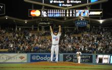 Clayton Kershaw clinches his no-hitter at Dodger Stadium on June 18, 2014