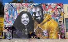 Kobe and Gianna Bryant mural by Mr. Brainwash